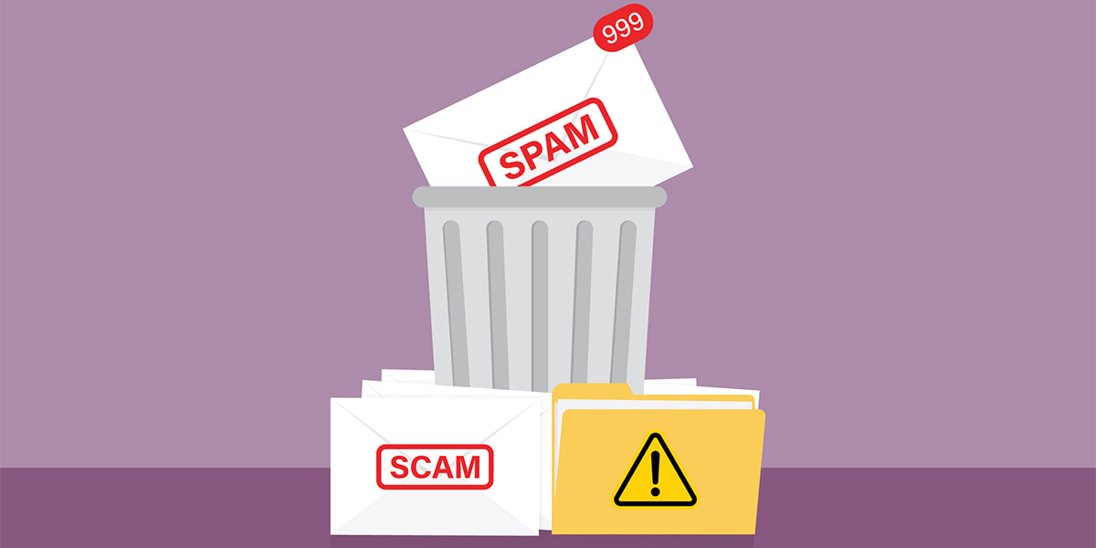 spam letter in trash can illustration